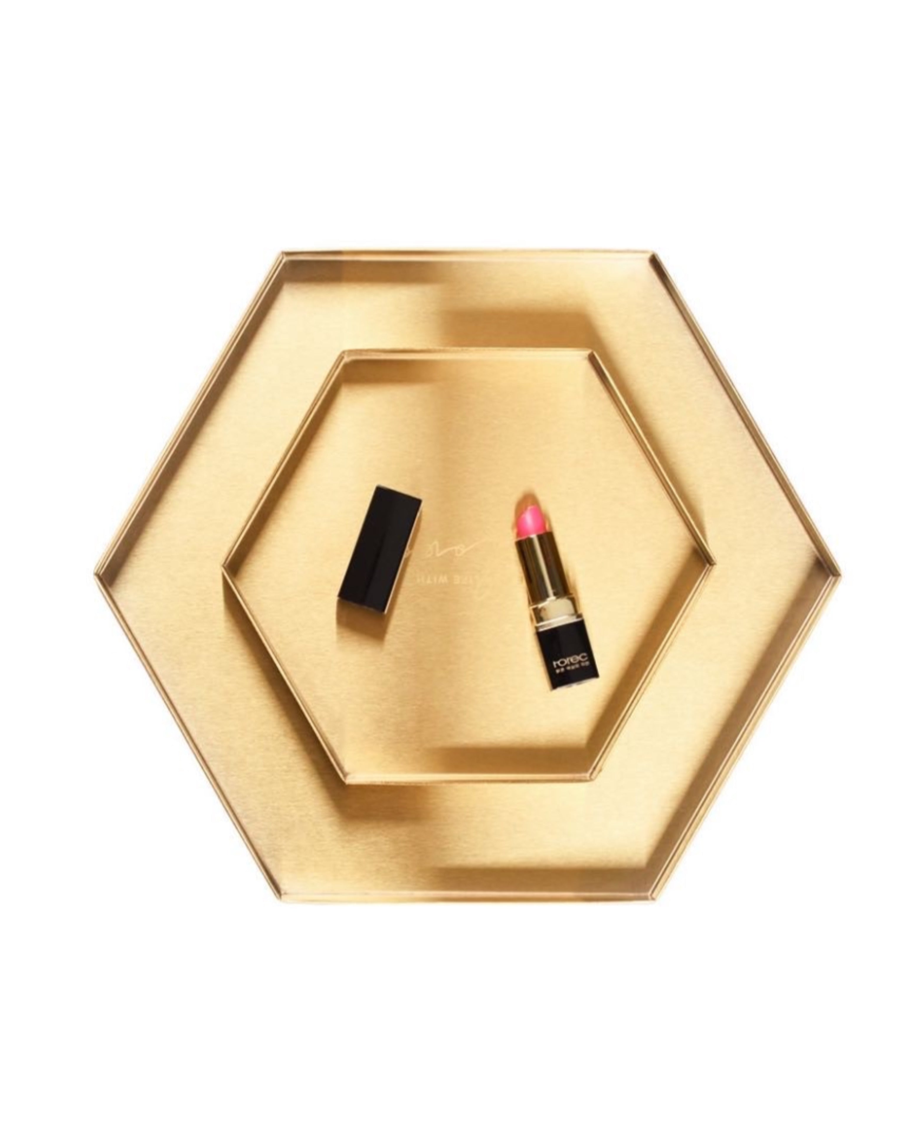 BANDEJA GOLD HEXAGONAL METAL